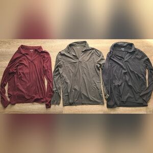 Set of 3 Bonobos Plain long sleeve polo shirts (Black, Burgundy & Olive Green)